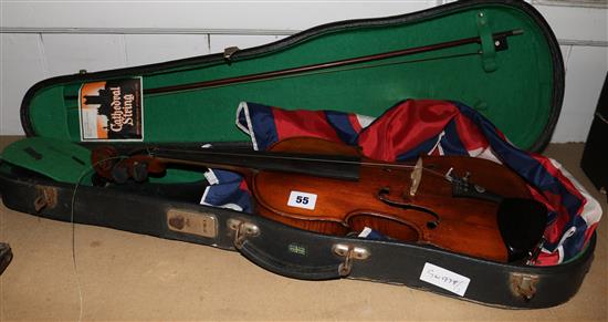 Cased violin & bow